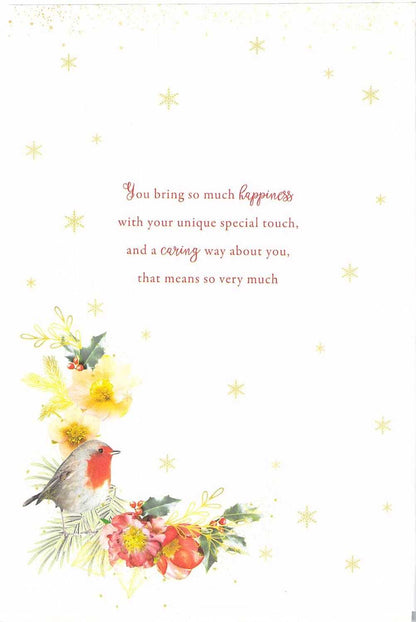 To a Special Mum with Love at Christmas – Robin & Floral Wreath Card Greeting Card Nigel Quinney Made To Be Treasured