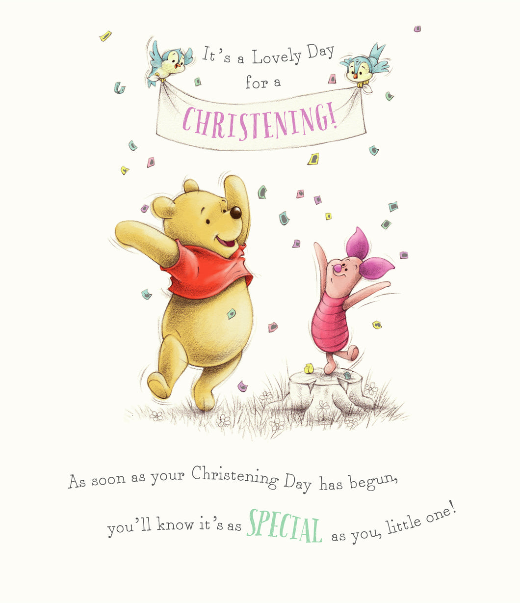 Disney Winnie The Pooh Christening Greeting Card - Boy or Girl