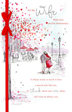 Load image into Gallery viewer, Gorgeous Design Wedding Anniversary Card for Wife - By UKG - Red Ribbon Detail
