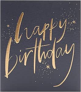 Birthday Card -Happy Birthday - Her- Him - Black & Gold Design