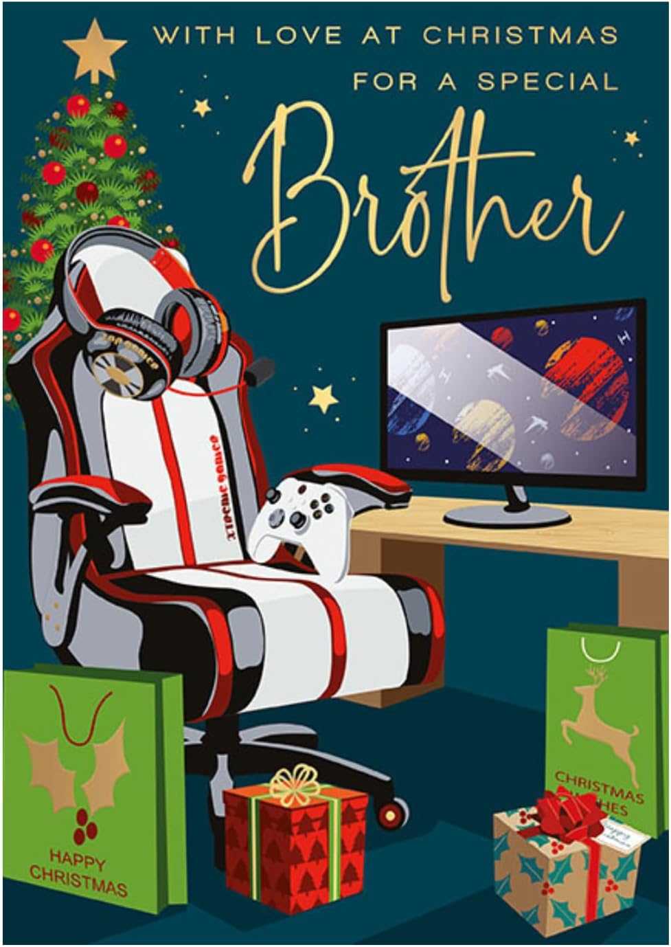 Brother Christmas Card – Gaming Chair & Console Design | Words & Wishes W&W Made To Be Treasured