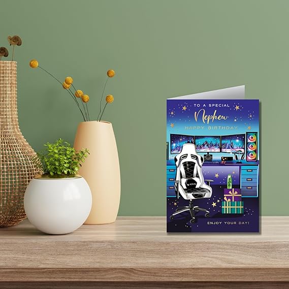 Nephew Birthday Card - Gaming Setup Design Special Nephew Happy Birthday