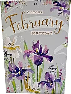 This Jonny Javelin February Birthday Card - Iris Flowers Female Floral Birthday Card with Embossed Foil Finish is a Greeting Card priced at £ 3.49 from Made To Be Treasured range. Produced by Jonny Javelin for excellent quality