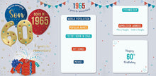 Load image into Gallery viewer, ICG 2025 Son 60th Birthday Card - Happy Birthday Year You Were Born Card with Born in 1965 Balloons Design and Special Finishes - Birthday Cards for Men
