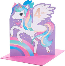 Load image into Gallery viewer, UK Greetings 4th Birthday Card unicorn
