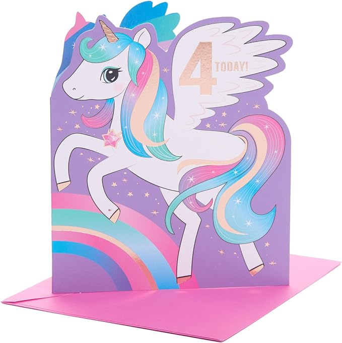 UK Greetings 4th Birthday Card unicorn