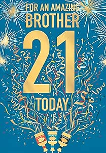 This 21st Birthday Card for Brother - Celebration Design with Gold Foil Detail by Words N Wishes is a Birthday Card priced at £ 3.20 from Made To Be Treasured range. Produced by Words & Wishes for excellent quality