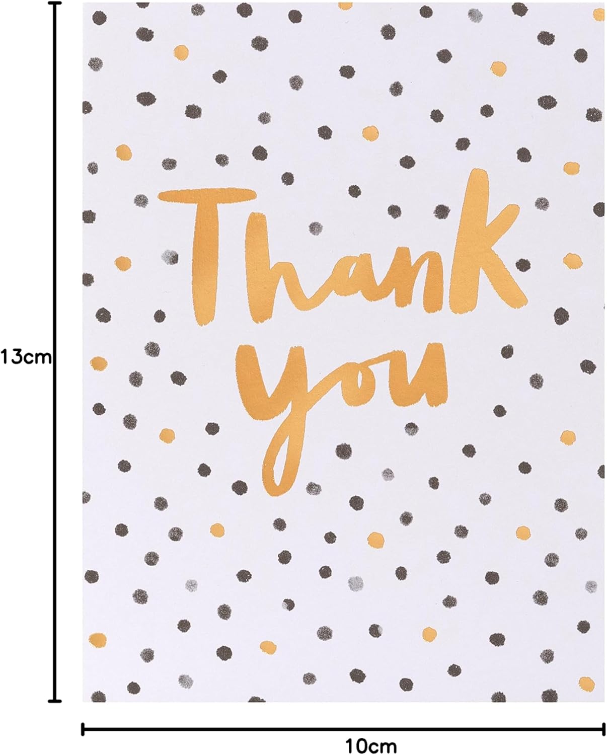 Pack of 10 Thank You Cards with Envelopes – Gold & Black Spot Design