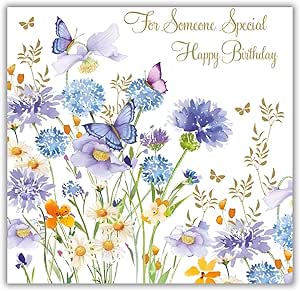 'For Someone Special' - Pretty Design with Blue Allium and Butterflies - Greeting Card