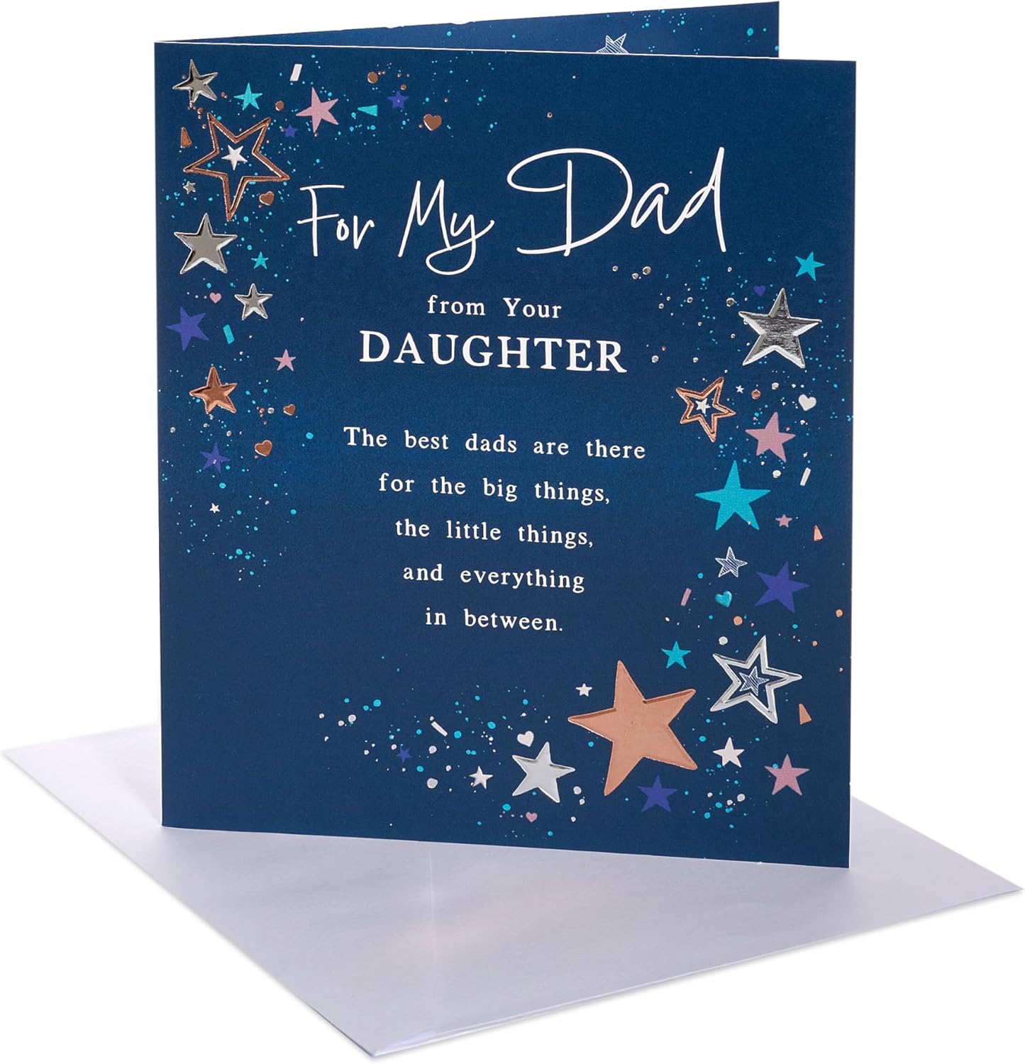 Dad Birthday Card From Daughter - Celestial Star Design Navy Blue