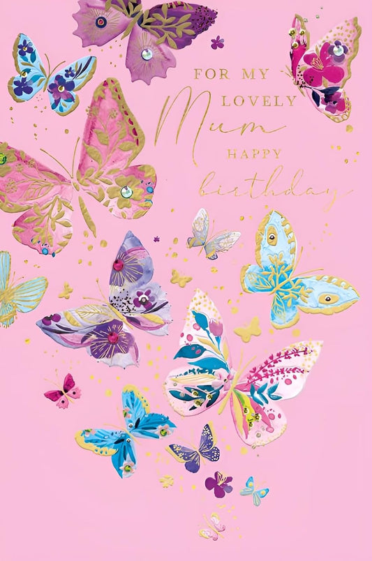 Lovely Mum Birthday Card | Luxury Butterfly Birthday Card by Abacus
