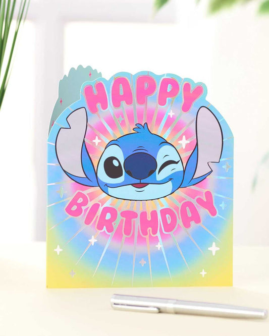 Disney Stitch Happy Birthday Card – Colourful Shaped Design | UK Greetings UKG Made To Be Treasured