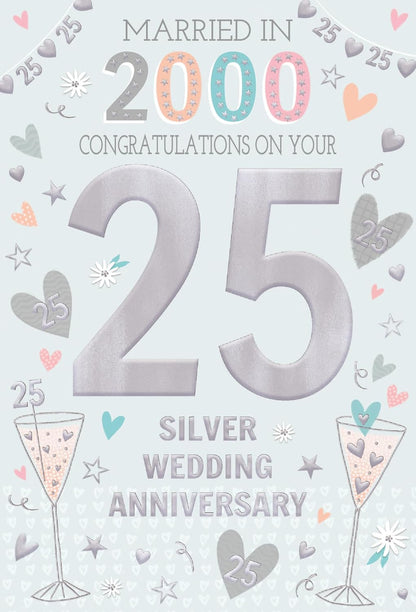 This IC&G 25th Silver Wedding Anniversary Card Married in 2000 - Tri-Fold Nostalgic Facts is a Greeting & Note Cards priced at £ 3.39 from Made To Be Treasured range. Produced by ICG for excellent quality