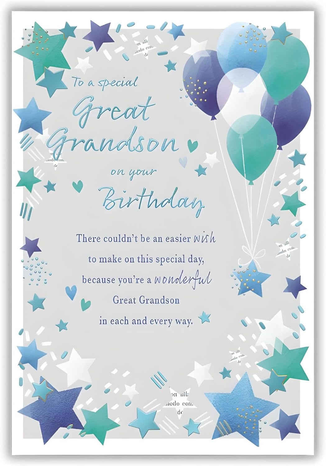 This IC&G Great Grandson Birthday Card - Stars and Balloons Celebration Design is a Greeting & Note Cards priced at £ 3.39 from Made To Be Treasured range. Produced by ICG for excellent quality