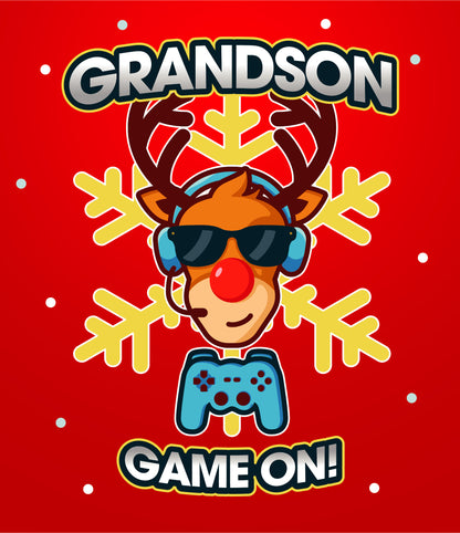 For Grandson Christmas Card – Gamer Reindeer “Game On”