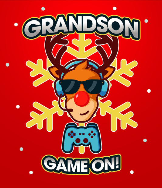 For Grandson Christmas Card – Gamer Reindeer “Game On”