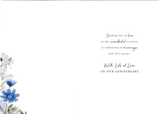 Inside of Wife Sapphire Anniversary card showing printed anniversary message
