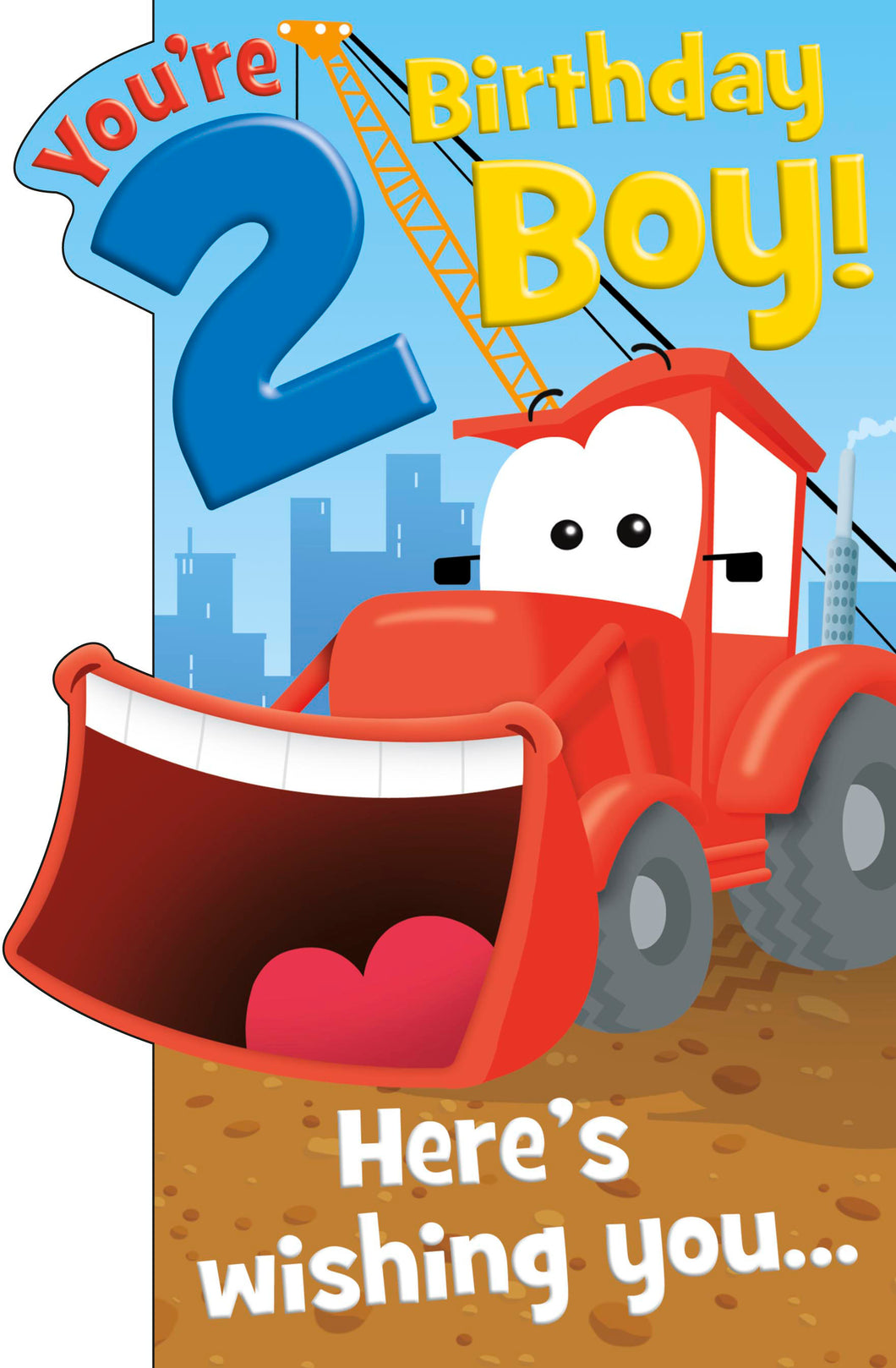 2nd Birthday Card, Red Digger Vehicle Design