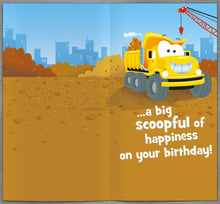 Load image into Gallery viewer, 2nd Birthday Card, Red Digger Vehicle Design
