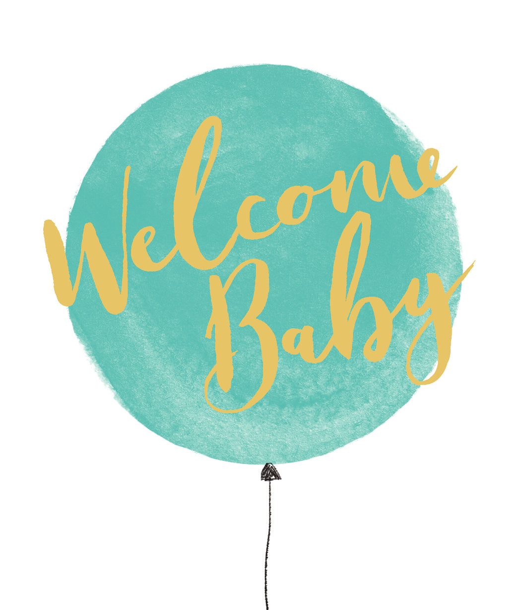 New Baby Boy Greeting Card - Blue Balloon