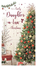 Load image into Gallery viewer, Daughter-in-Law Christmas Card - Red and Gold Christmas Tree Embossed with Foil and Flitter Details
