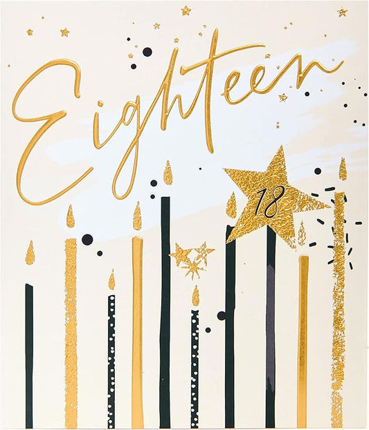 This UK Greetings 18th Birthday Card for Him/Her/Friend - Gold Foil Candles Design is a Birthday Card priced at £ 2.40 from Made To Be Treasured range. Produced by UKG for excellent quality