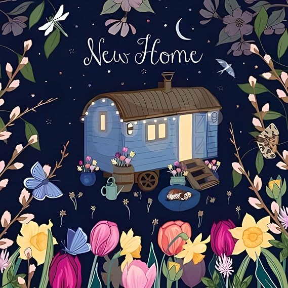 New Home Card By ARTECO - Flowers, Butterflies and Caravan - Eco-Friendly