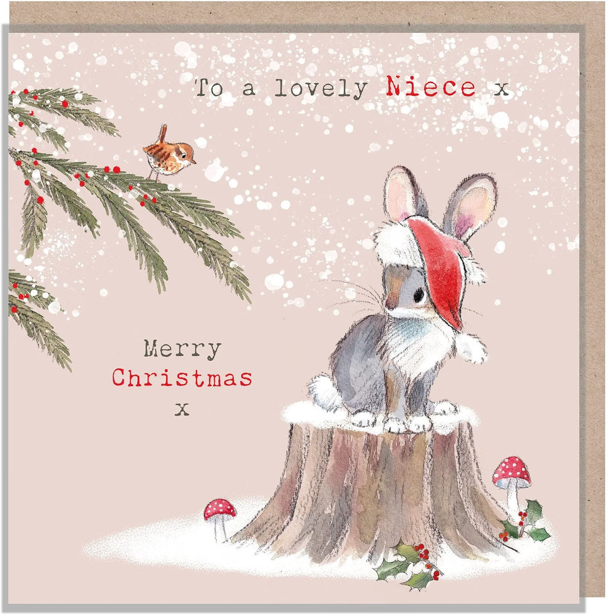 Paper Shed Lovely Niece Christmas Card – Festive Rabbit