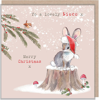 Paper Shed Lovely Niece Christmas Card – Festive Rabbit