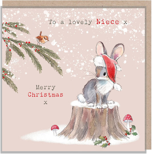 Paper Shed Lovely Niece Christmas Card – Festive Rabbit