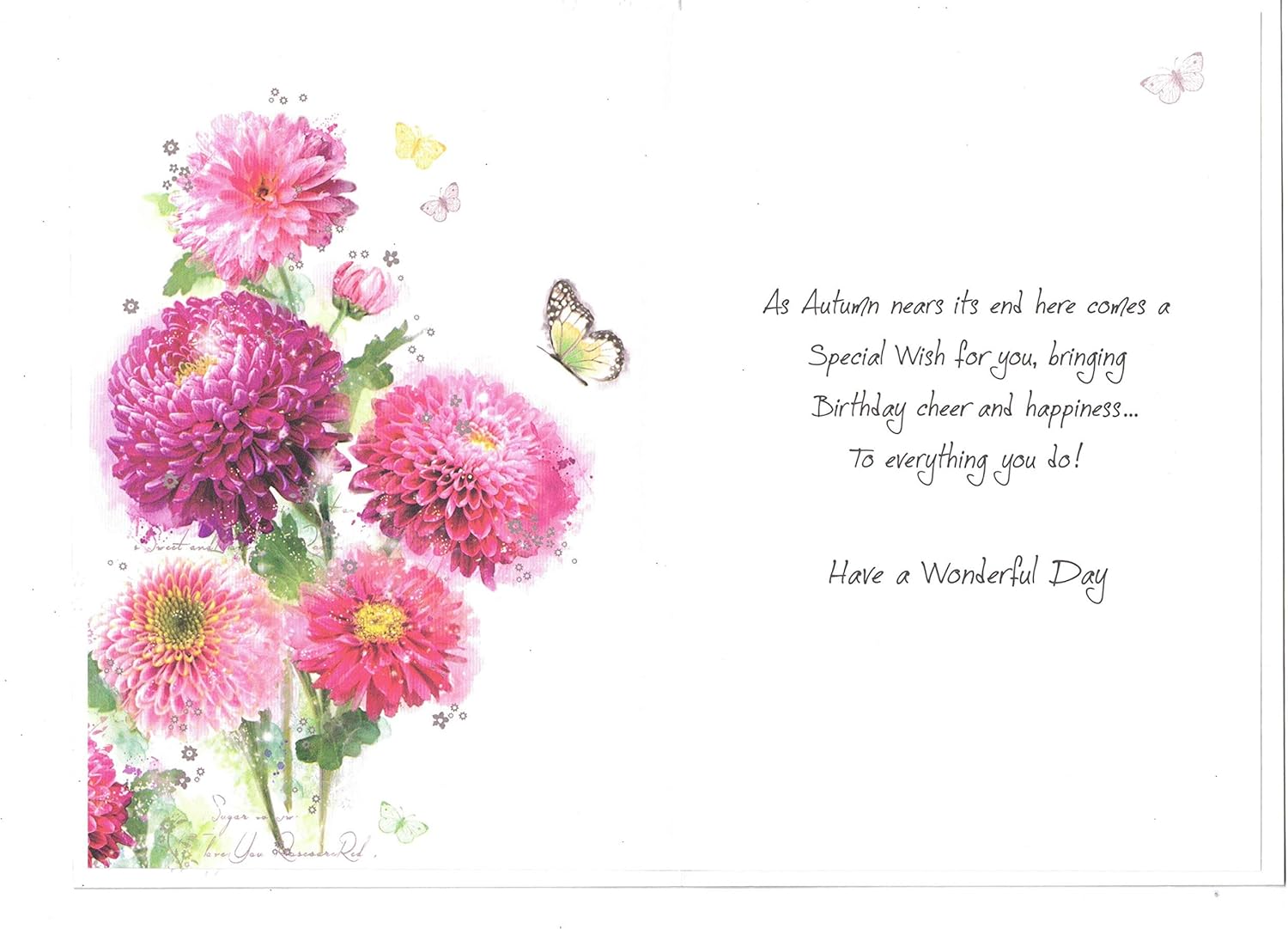 Inside view of Jonny Javelin November Birthday Card showing interior message and design