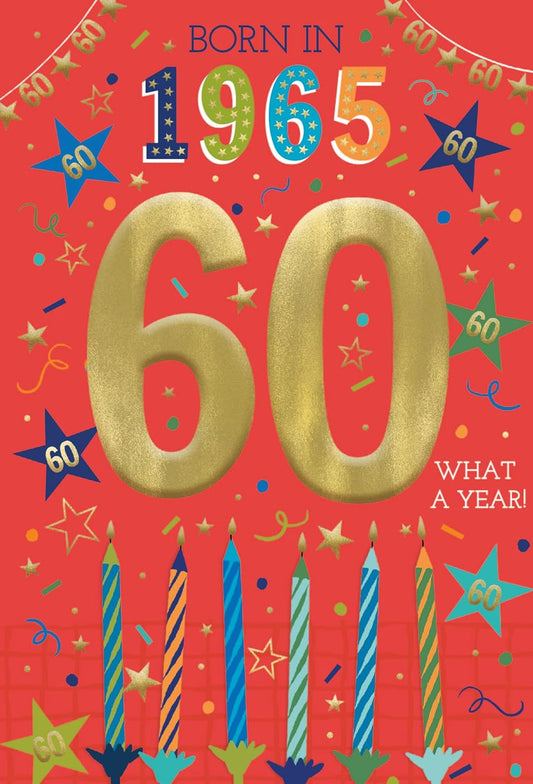 This 60th Birthday Card - Born in 1965 Trifold Design - IC&G Code 75 (228x157mm is a Greeting & Note Cards priced at £ 3.49 from Made To Be Treasured range. Produced by ICG for excellent quality