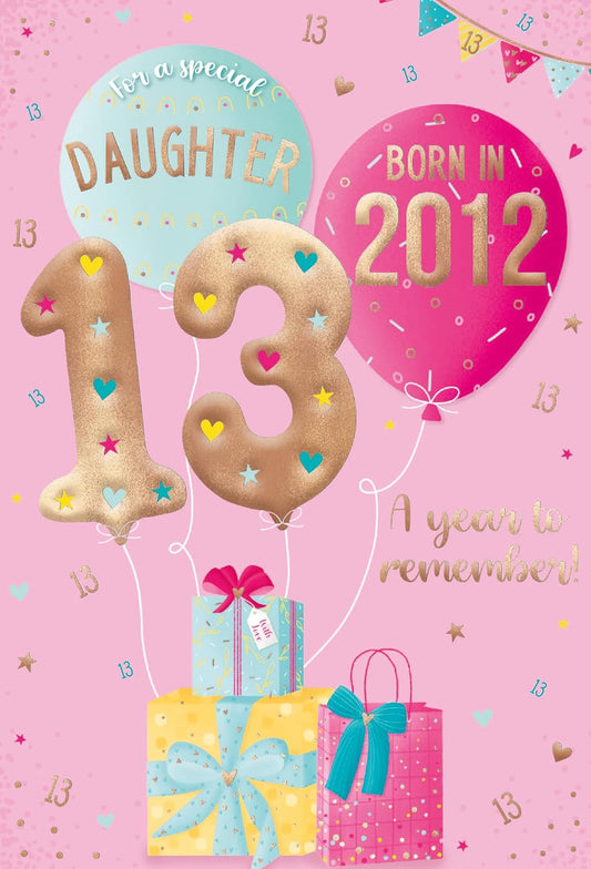 This IC&G 13th Birthday Card Born in 2012 - Tri-Fold Daughter Nostalgic Facts is a Greeting & Note Cards priced at £ 3.39 from Made To Be Treasured range. Produced by ICG for excellent quality