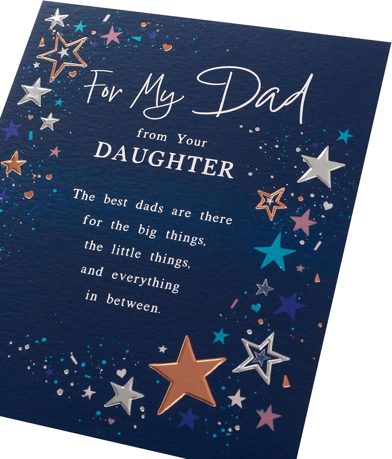 Dad Birthday Card From Daughter - Celestial Star Design Navy Blue