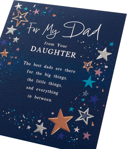 Dad Birthday Card From Daughter - Celestial Star Design Navy Blue