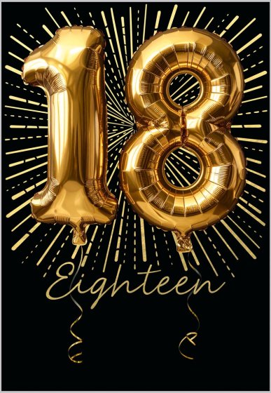 Abacus 18th Birthday Card | Luxury Gold Balloon Design | Premium Blank Greeting Card | 16cm Square