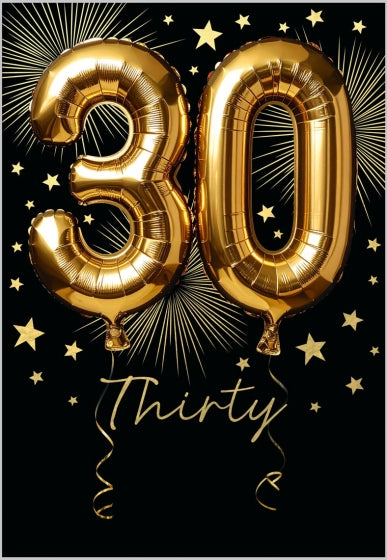 Abacus 30th Birthday Card | Luxury Gold Foil Balloon Birthday Card | Premium Milestone Greeting Card
