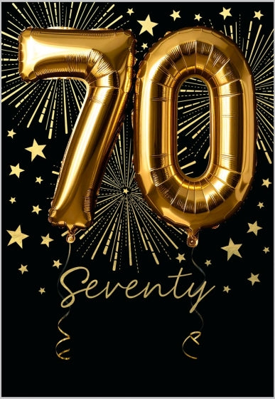 Abacus 70th Birthday Card | Luxury Gold Foil Balloon Milestone Birthday Card