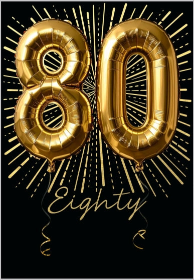 Abacus Happy 80th Birthday Card – Luxury Gold Foil Milestone Greeting Card