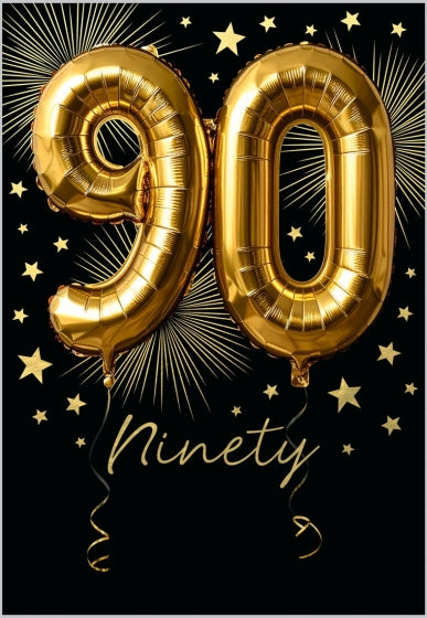 Abacus Happy 90th Birthday Card – Luxury Gold Foil Milestone Greeting Card