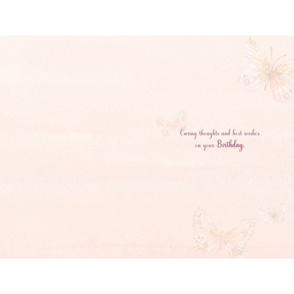 Birthday Wishes Open Birthday Card - Floral Design With Gold Foiling