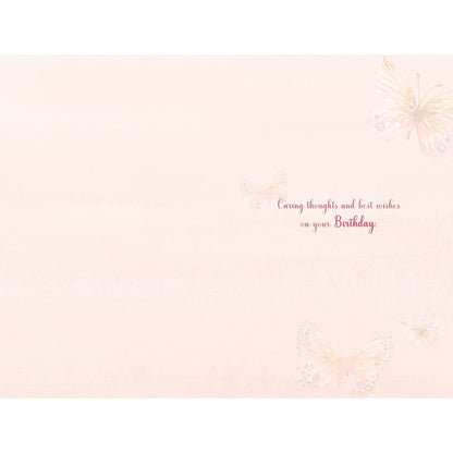 Birthday Wishes Open Birthday Card - Floral Design With Gold Foiling