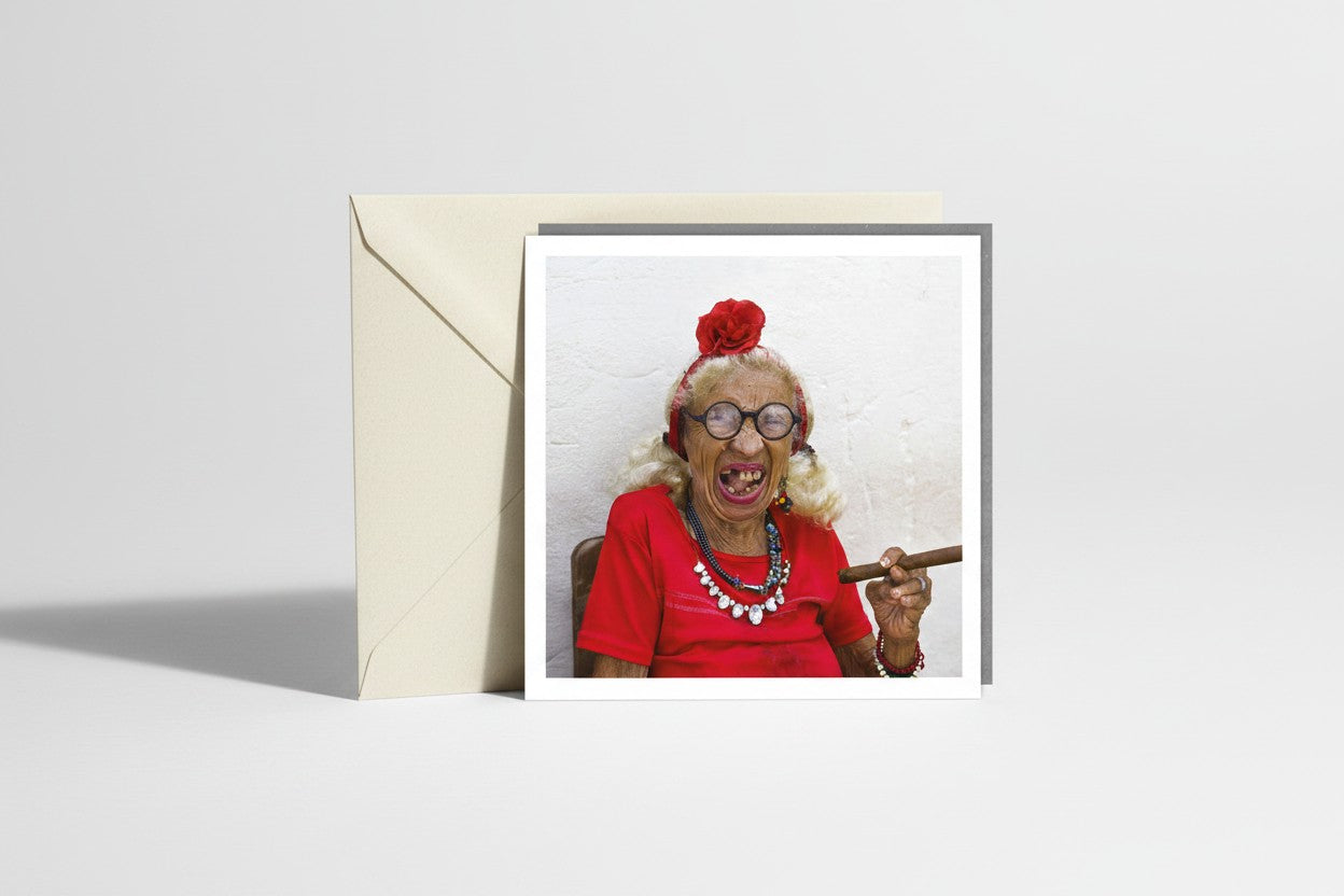 Funny Laughing Old Lady Blank Greeting Card by Tracks Publishing