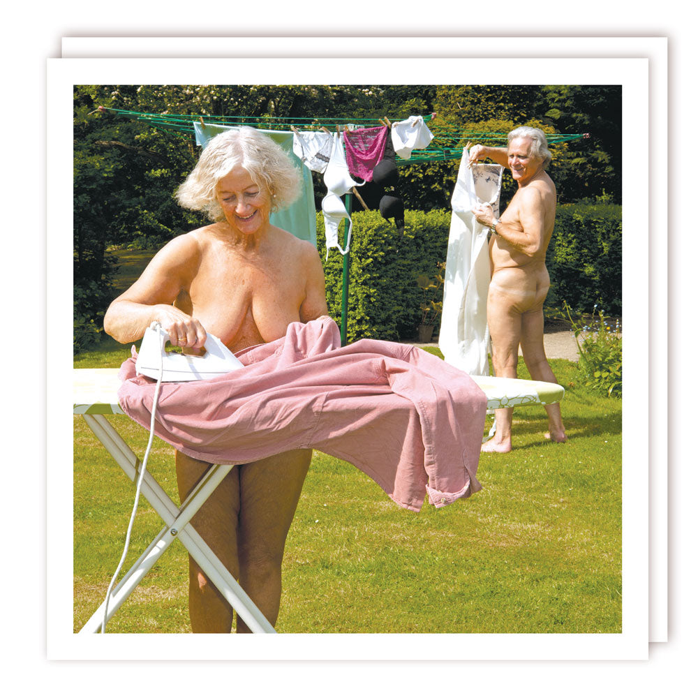 Funny Ironing Day Blank Greeting Card by Tracks Publishing