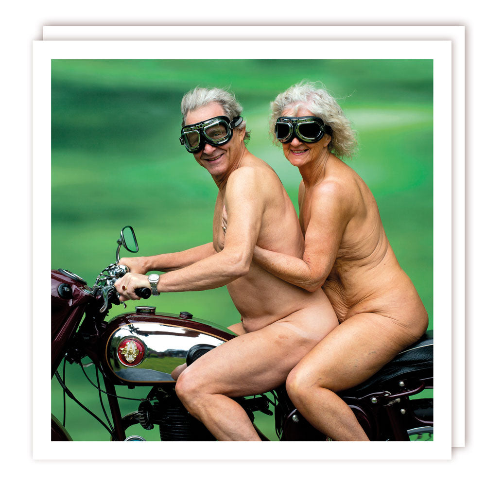 Funny Vintage Motorcycle Blank Greeting Card by Tracks Publishing