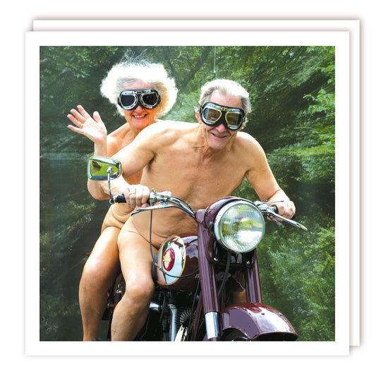 Funny Nude Motorcycle Greeting Card | Humorous Adult Birthday Card