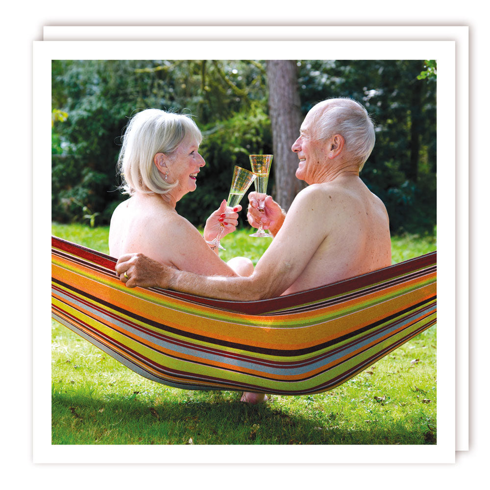 Funny Nude Hammock Greeting Card | Humorous Adult Birthday Card for Couples