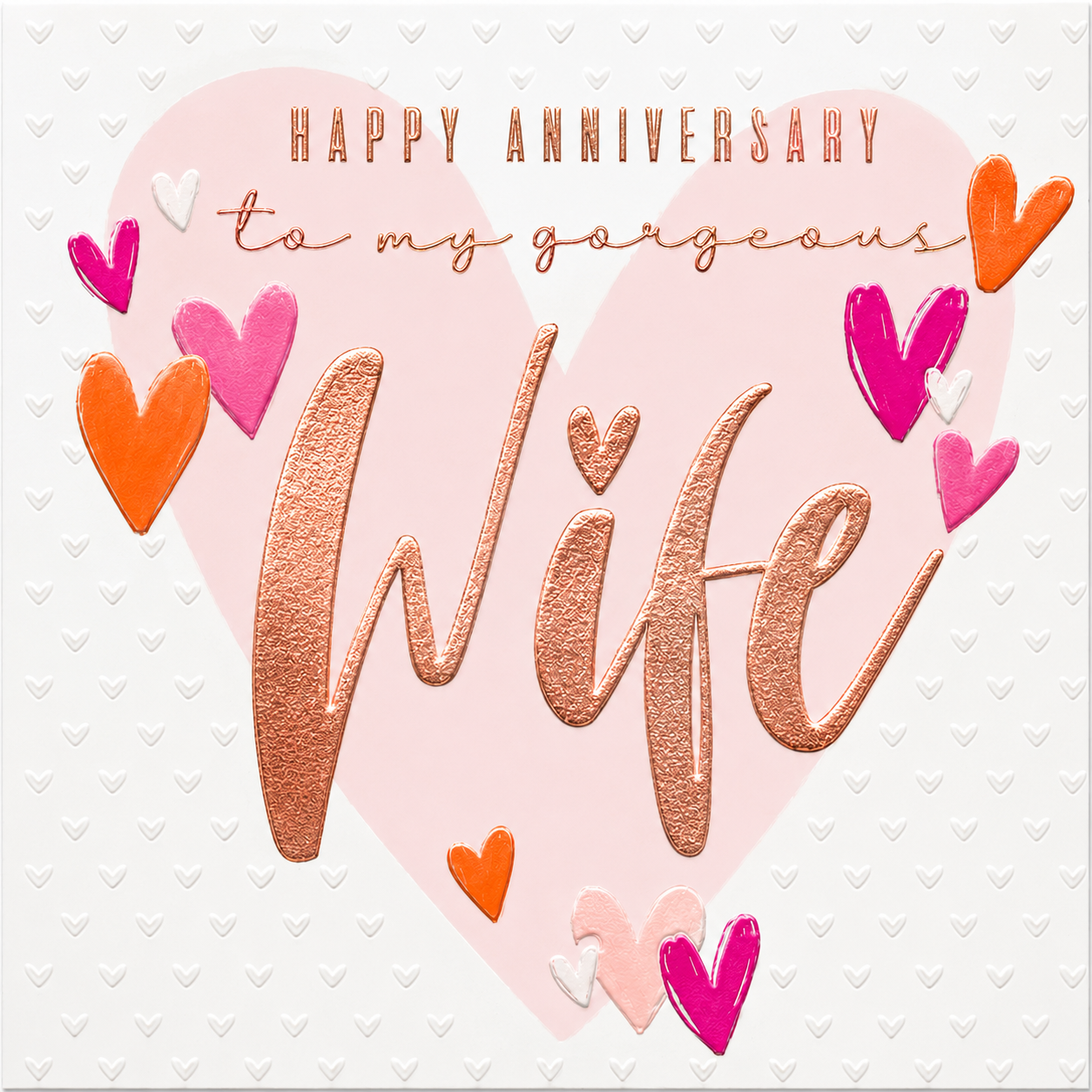 Luxury Anniversary Card for Wife | Rose Gold Foil Hearts | Abacus Cards | Blank Inside