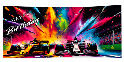 Racing Car Birthday Card Eco Friendly Trifold Self Sealing Keepsake Card
