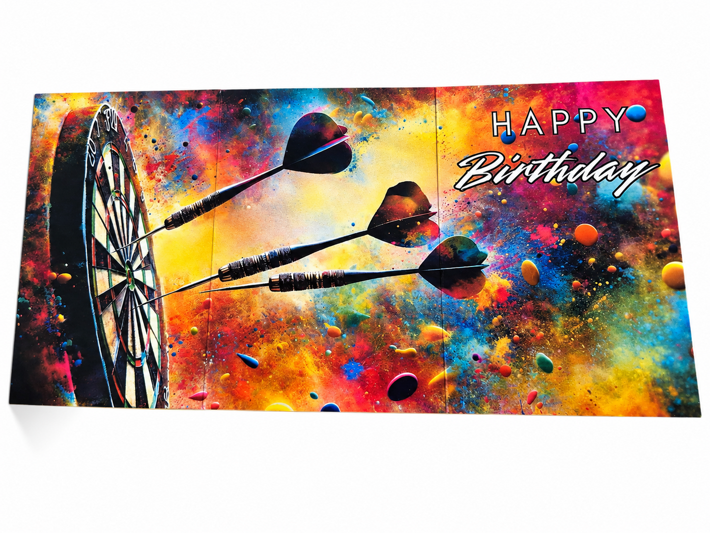 Darts Birthday Card Eco Friendly Trifold Self Sealing Keepsake Card